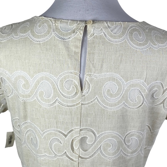 Old Navy Ivory 2-Layer Lace Mesh Keyhole Back Side Zip Dress Women's Medium NEW - Picture 5 of 14